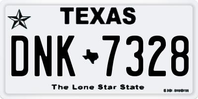 TX license plate DNK7328