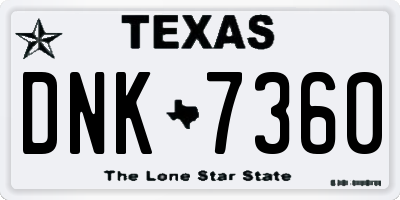 TX license plate DNK7360