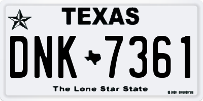 TX license plate DNK7361