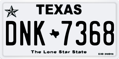 TX license plate DNK7368