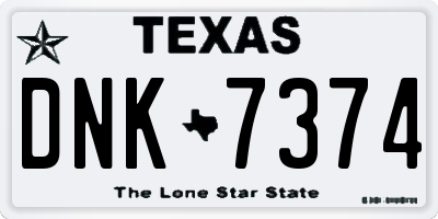 TX license plate DNK7374