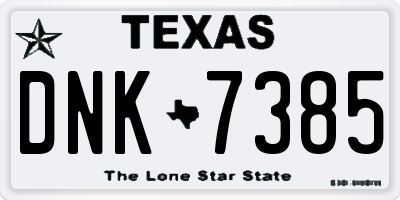 TX license plate DNK7385