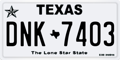 TX license plate DNK7403