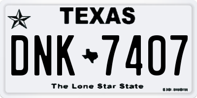 TX license plate DNK7407