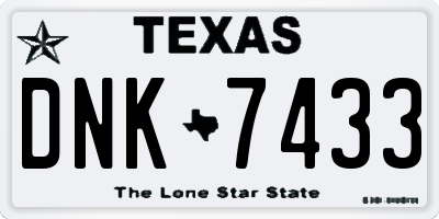 TX license plate DNK7433
