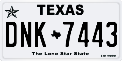 TX license plate DNK7443