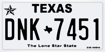 TX license plate DNK7451