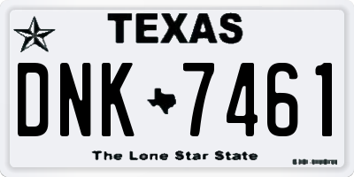 TX license plate DNK7461