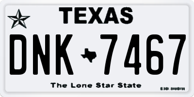 TX license plate DNK7467