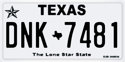 TX license plate DNK7481