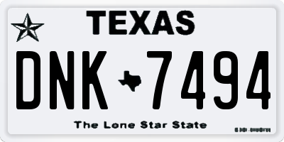 TX license plate DNK7494