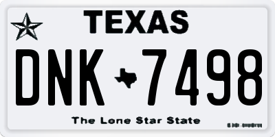 TX license plate DNK7498