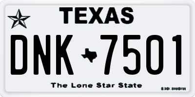 TX license plate DNK7501