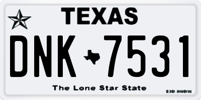 TX license plate DNK7531