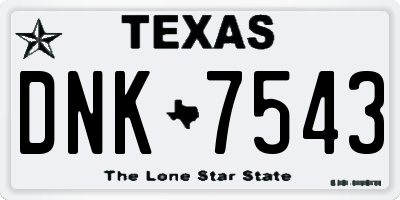 TX license plate DNK7543