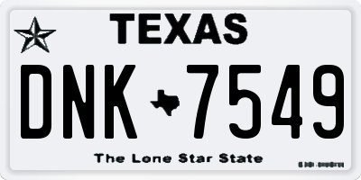 TX license plate DNK7549