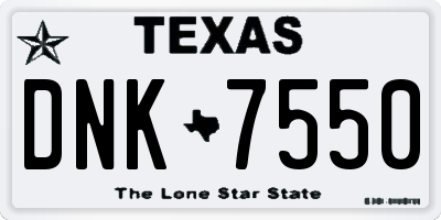 TX license plate DNK7550