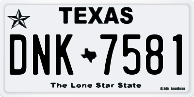 TX license plate DNK7581