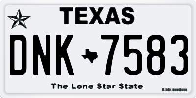 TX license plate DNK7583