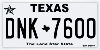 TX license plate DNK7600