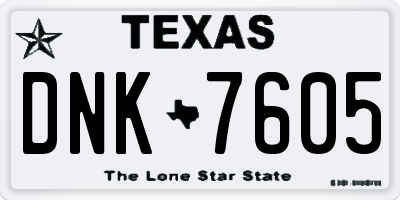 TX license plate DNK7605
