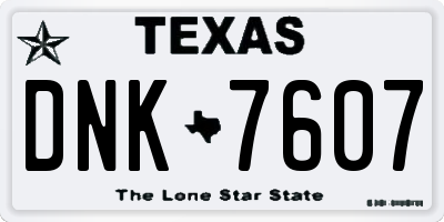 TX license plate DNK7607