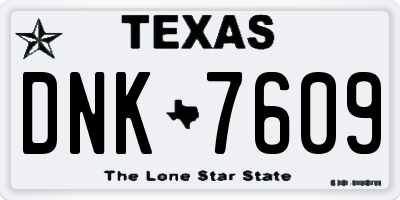 TX license plate DNK7609