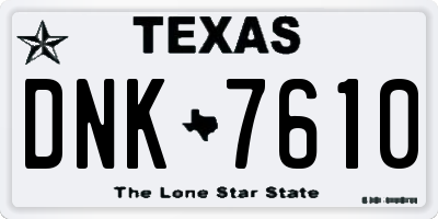 TX license plate DNK7610
