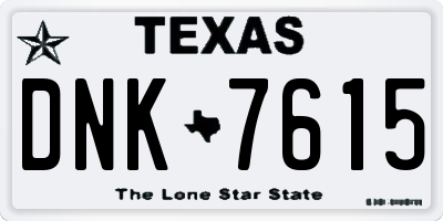 TX license plate DNK7615