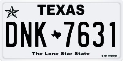 TX license plate DNK7631