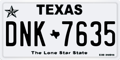 TX license plate DNK7635