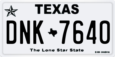 TX license plate DNK7640