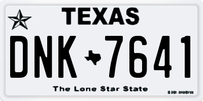 TX license plate DNK7641