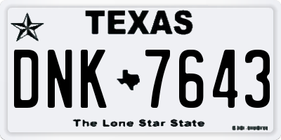 TX license plate DNK7643