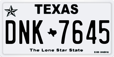 TX license plate DNK7645