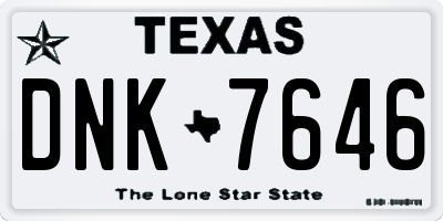 TX license plate DNK7646