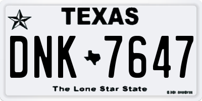 TX license plate DNK7647