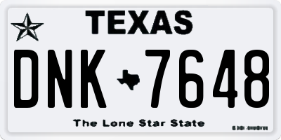 TX license plate DNK7648