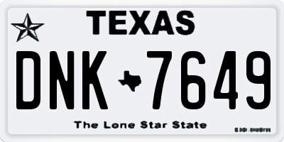 TX license plate DNK7649