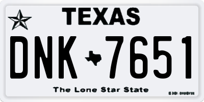 TX license plate DNK7651