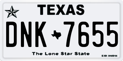 TX license plate DNK7655