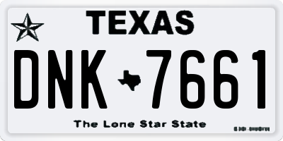 TX license plate DNK7661