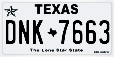 TX license plate DNK7663