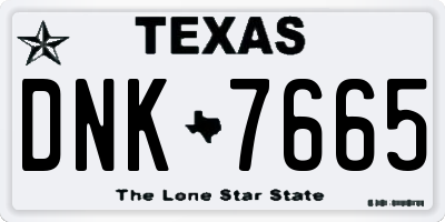TX license plate DNK7665