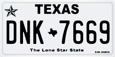 TX license plate DNK7669