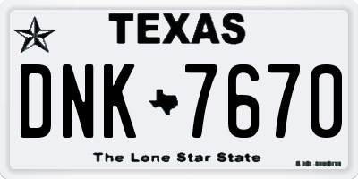TX license plate DNK7670