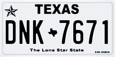 TX license plate DNK7671