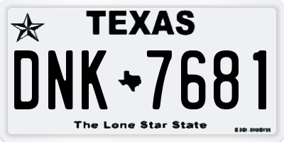 TX license plate DNK7681