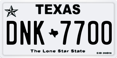 TX license plate DNK7700