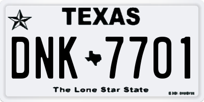 TX license plate DNK7701